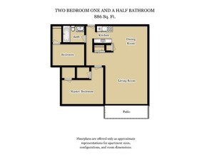 2 Bed 1.5 Bath Plan T C-023 floor plan